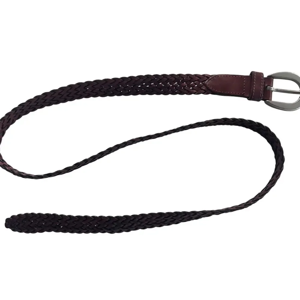 Coach Brown Braided Woven Leather Belt Made in Turkey 40” Boho Classic